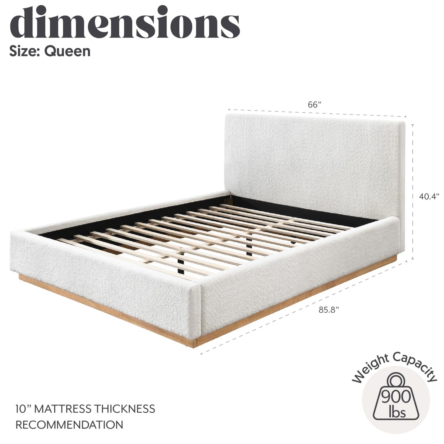 Amazon.com: DG Casa Porter Queen Size Boucle Plinth Base Platform